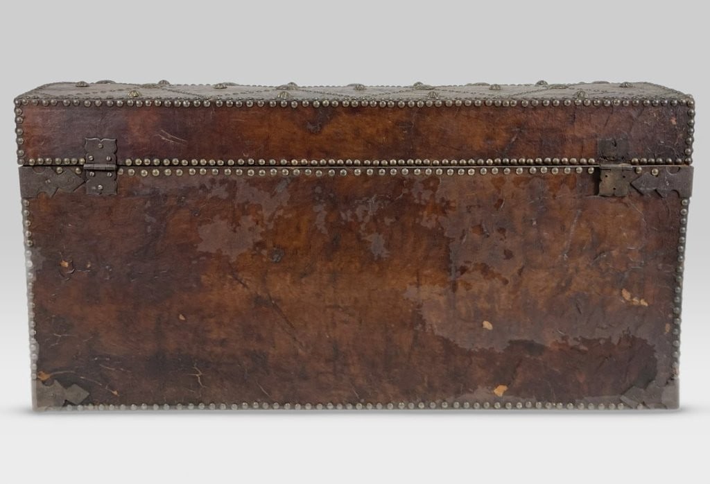 Spanish Revival Decorated Leather Trunk - 7
