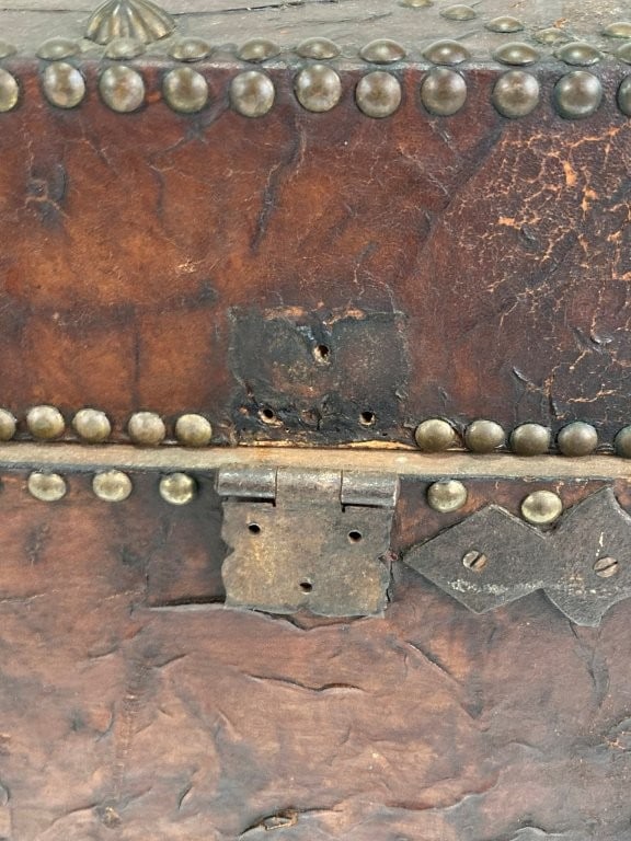 Spanish Revival Decorated Leather Trunk - 8