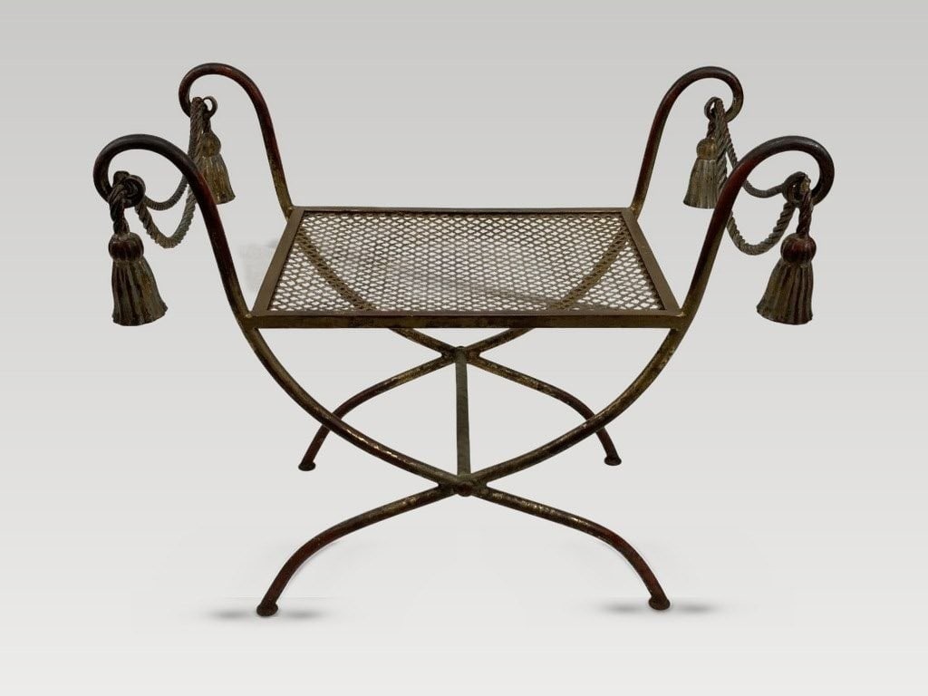 French Neoclassical Gilt Iron Bench - 7