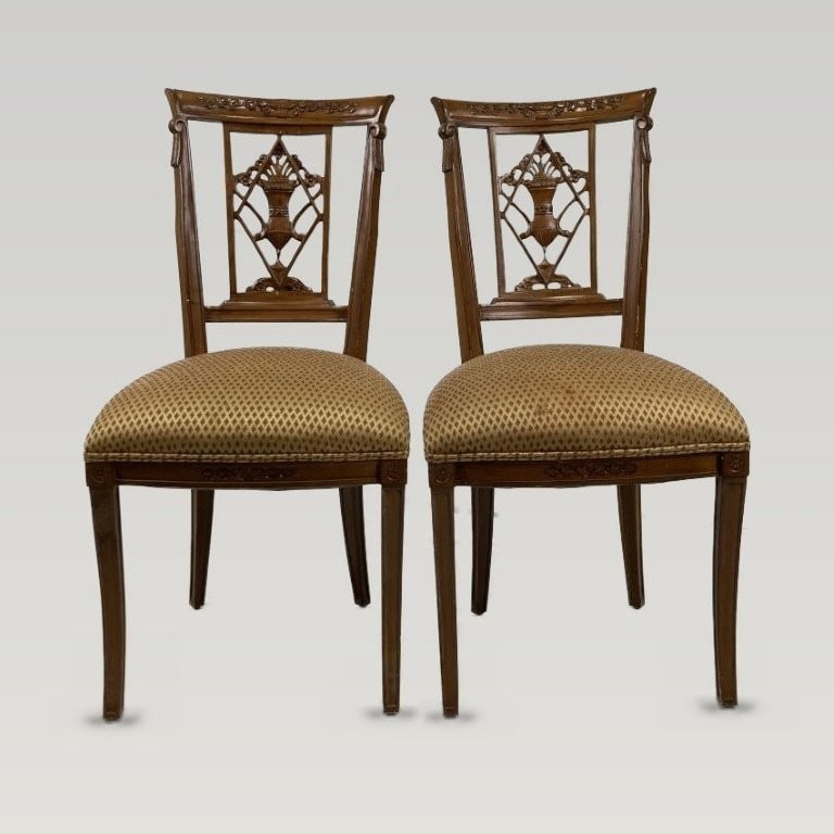 Pair of Neoclassical Walnut Chairs - 2