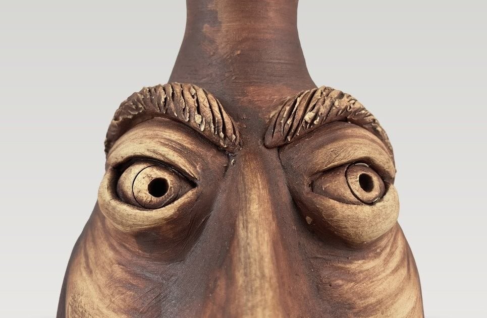 Southern Folk Art Pottery Face Jug - 3