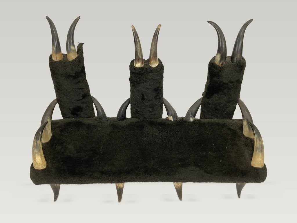 Folk Art Western Childrens Horn Bench - 2
