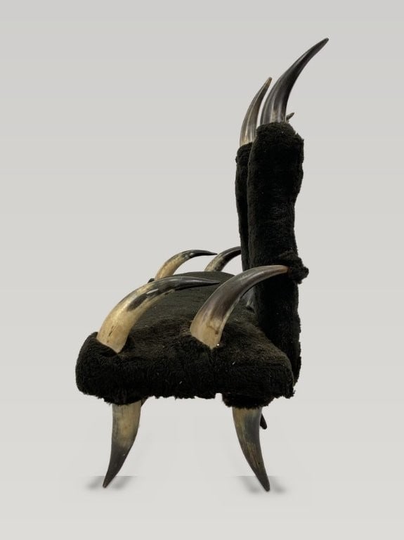 Folk Art Western Childrens Horn Bench - 5