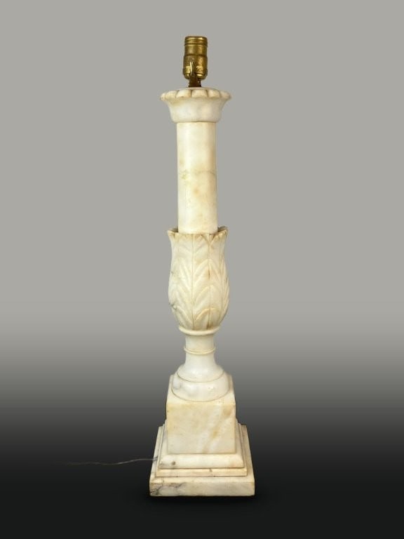 Neoclassical Alabaster Carved Lamp - 3