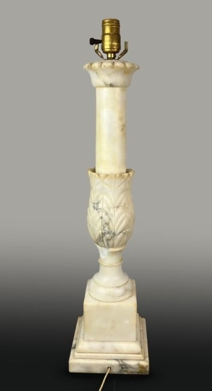 Neoclassical Alabaster Carved Lamp - 4