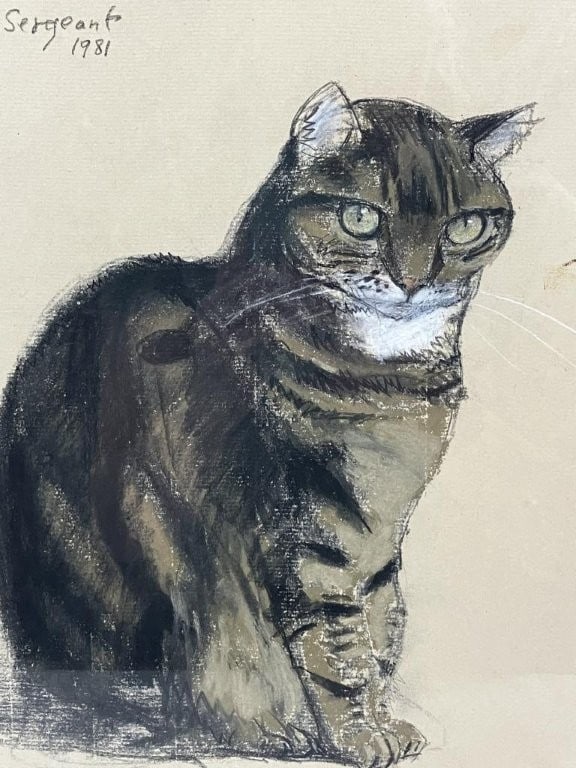 John Sergeant, Cat, Pastel Drawing - 2