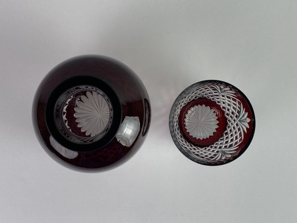 Godinger Red Art Glass Tumble-Up Carafe and Tumbler Set - 4
