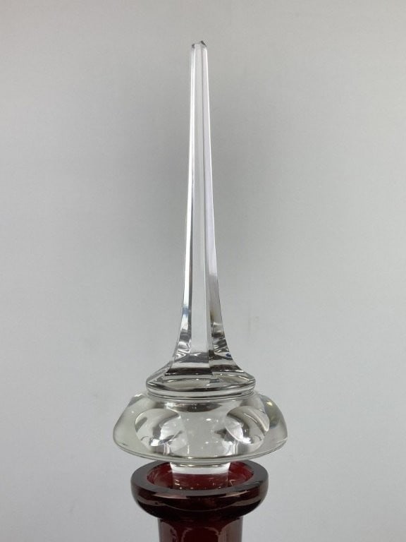 Bohemian Red Art Glass Decanter - 4