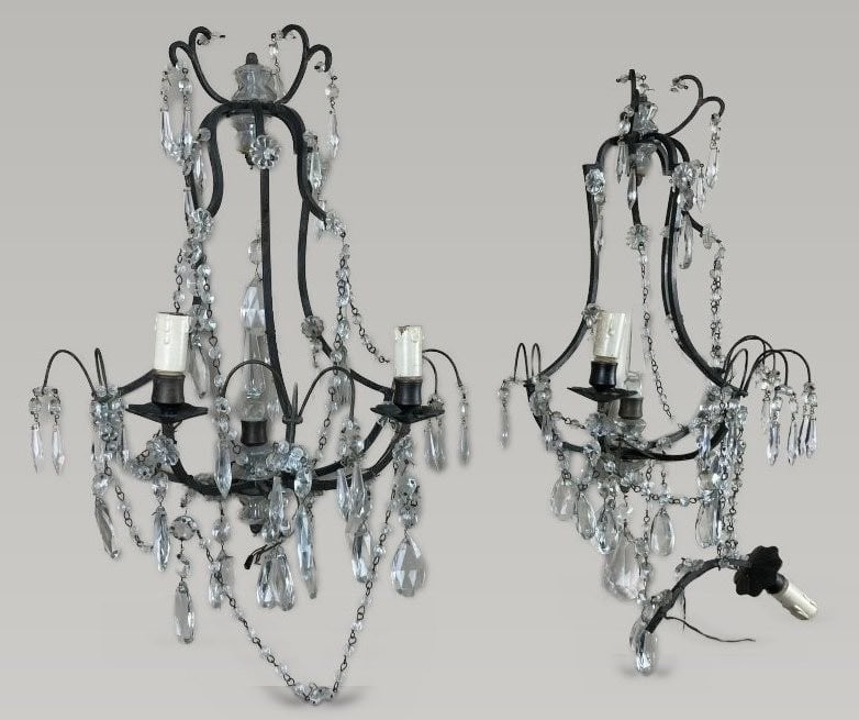 Pair of Crystal French Sconces - 2
