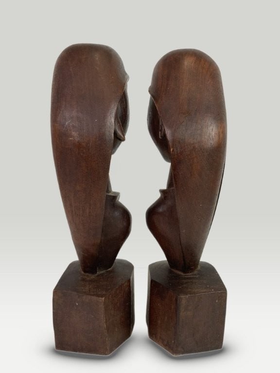 Mid-Century Carved Female Bust Sculptures - 2