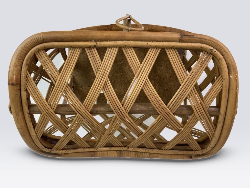 Mid-Century Modern Bamboo Wicker Basket - 2