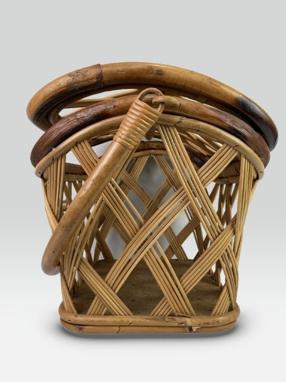 Mid-Century Modern Bamboo Wicker Basket - 7