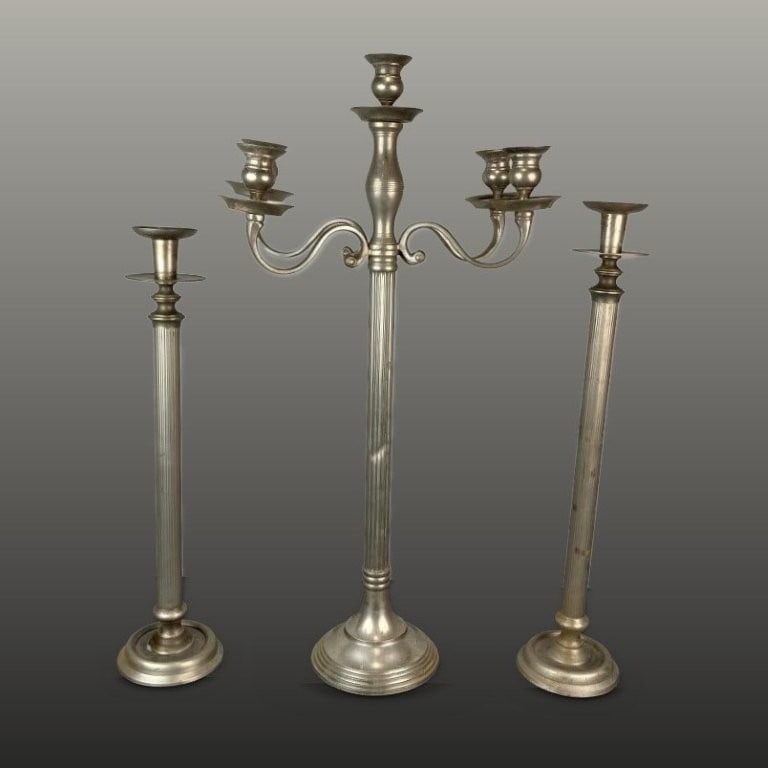 Silver-tone Metal Candelabras (1 of 6)