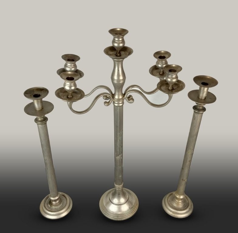 Silver-tone Metal Candelabras - 3