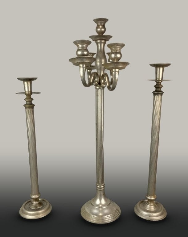 Silver-tone Metal Candelabras - 4