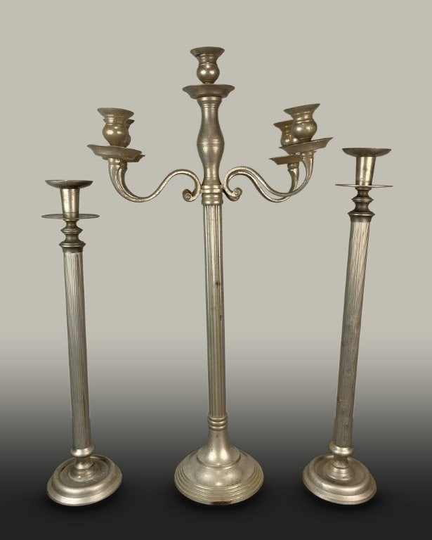 Silver-tone Metal Candelabras - 5