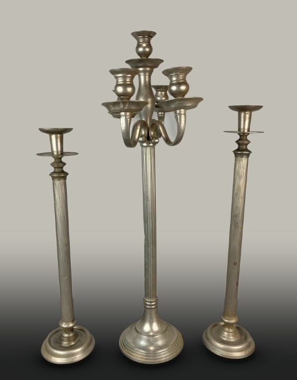Silver-tone Metal Candelabras - 6