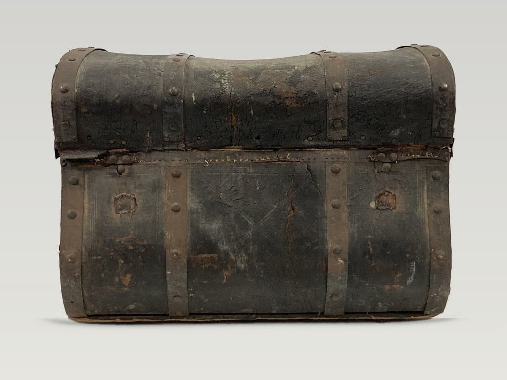 19th-Century Tooled Leather Steamer Trunk - 7