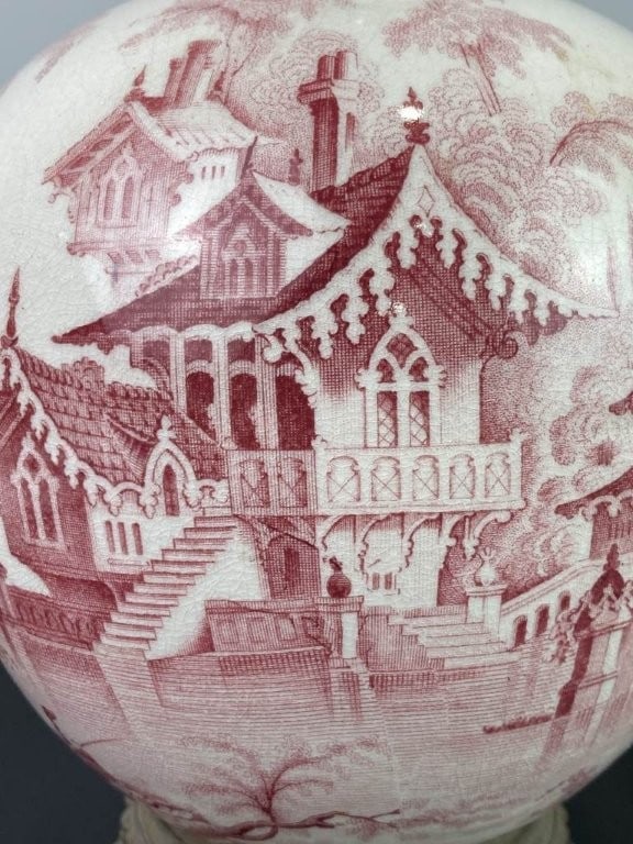 Pair of English Transferware Lamps - 3