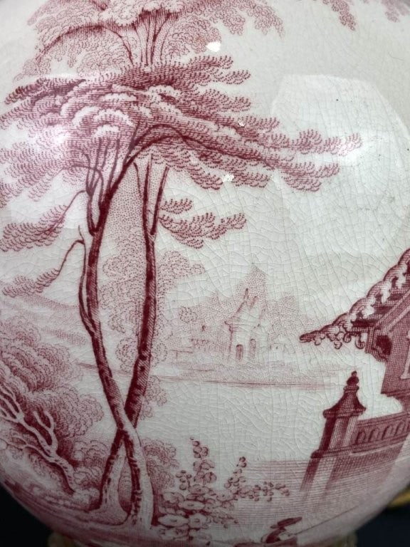Pair of English Transferware Lamps - 4