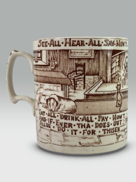 British Anchor Staffordshire Brown Transferware Mug - 4