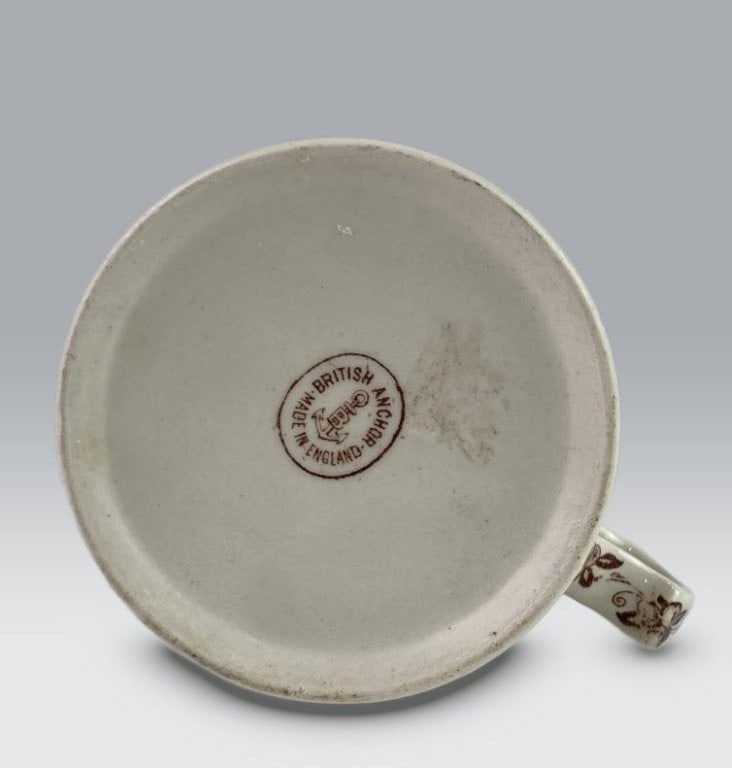 British Anchor Staffordshire Brown Transferware Mug - 7