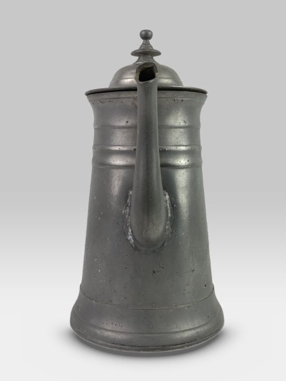 19th Century Roswell Gleason Pewter Coffee Pot - 3
