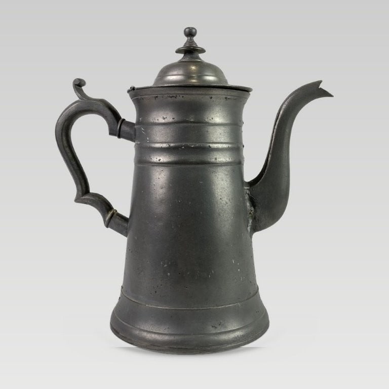 19th Century Roswell Gleason Pewter Coffee Pot - 4