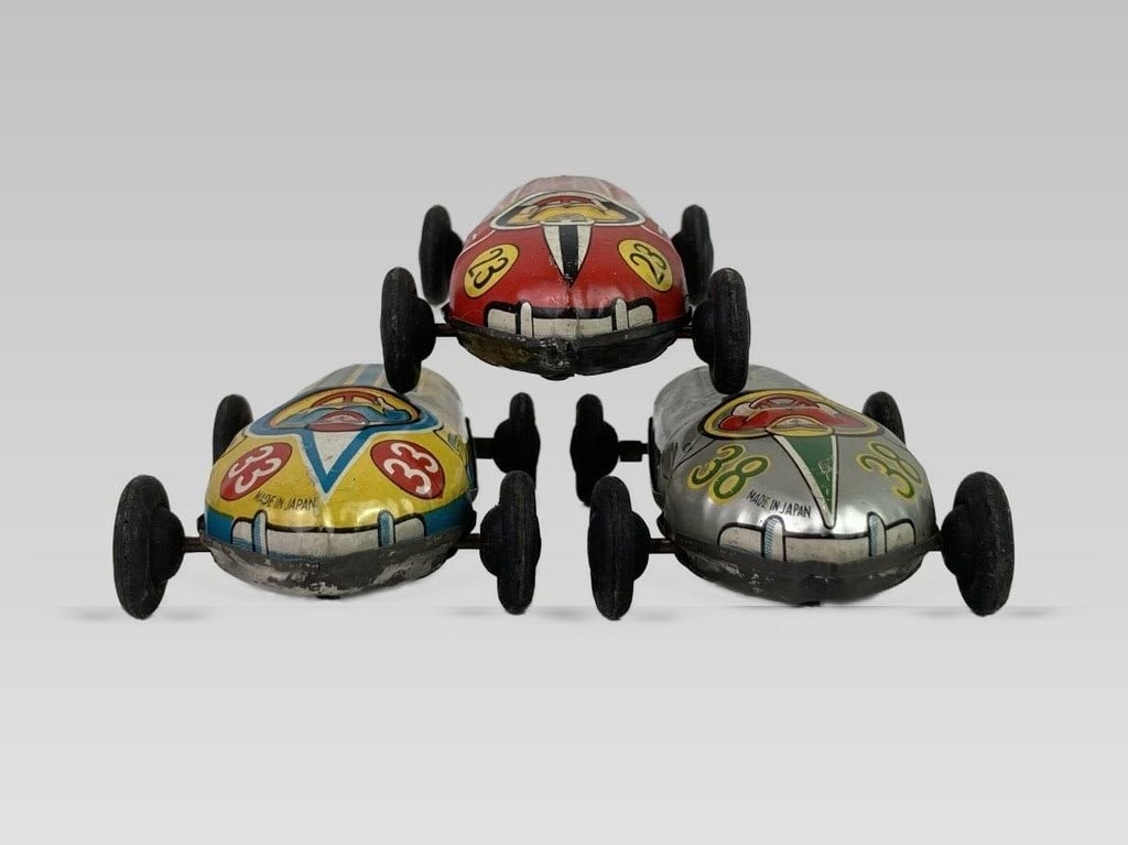Vintage Tin Litho Race Cars - 3