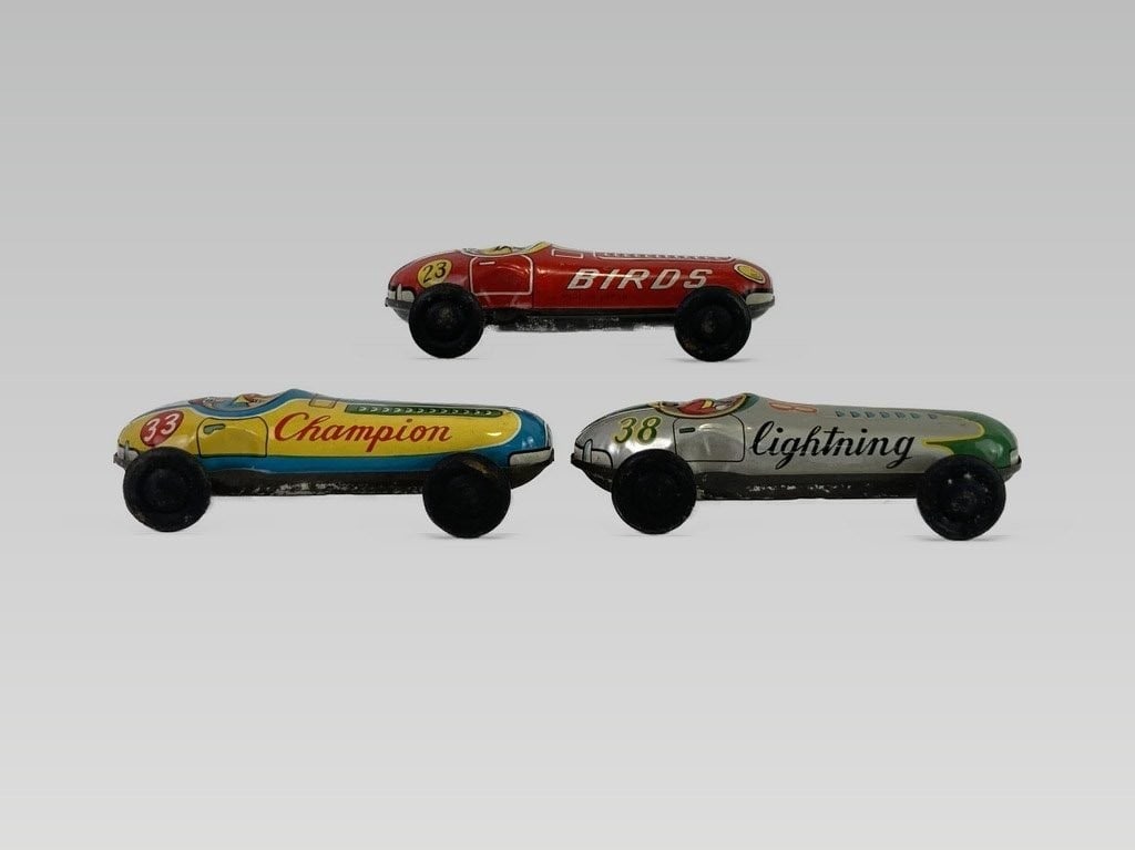 Vintage Tin Litho Race Cars - 4