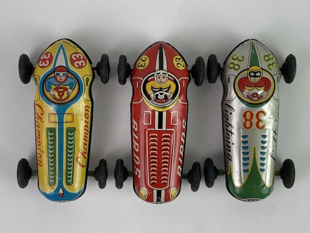 Vintage Tin Litho Race Cars - 5