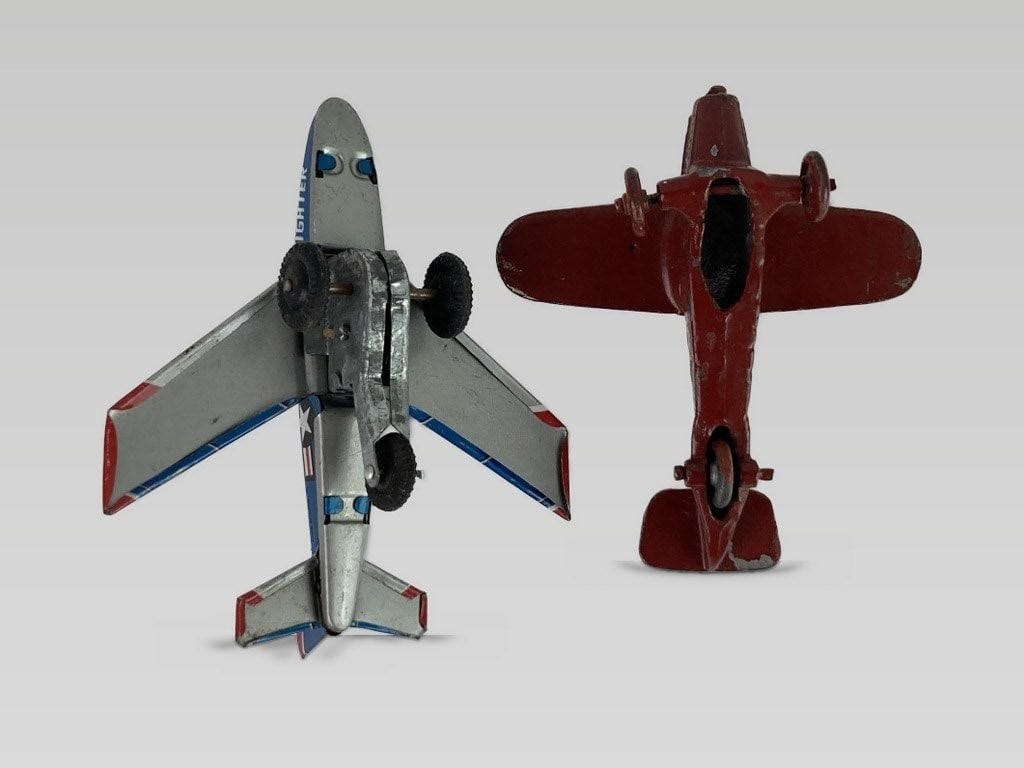 Vintage Tin Litho Toy Planes - 7