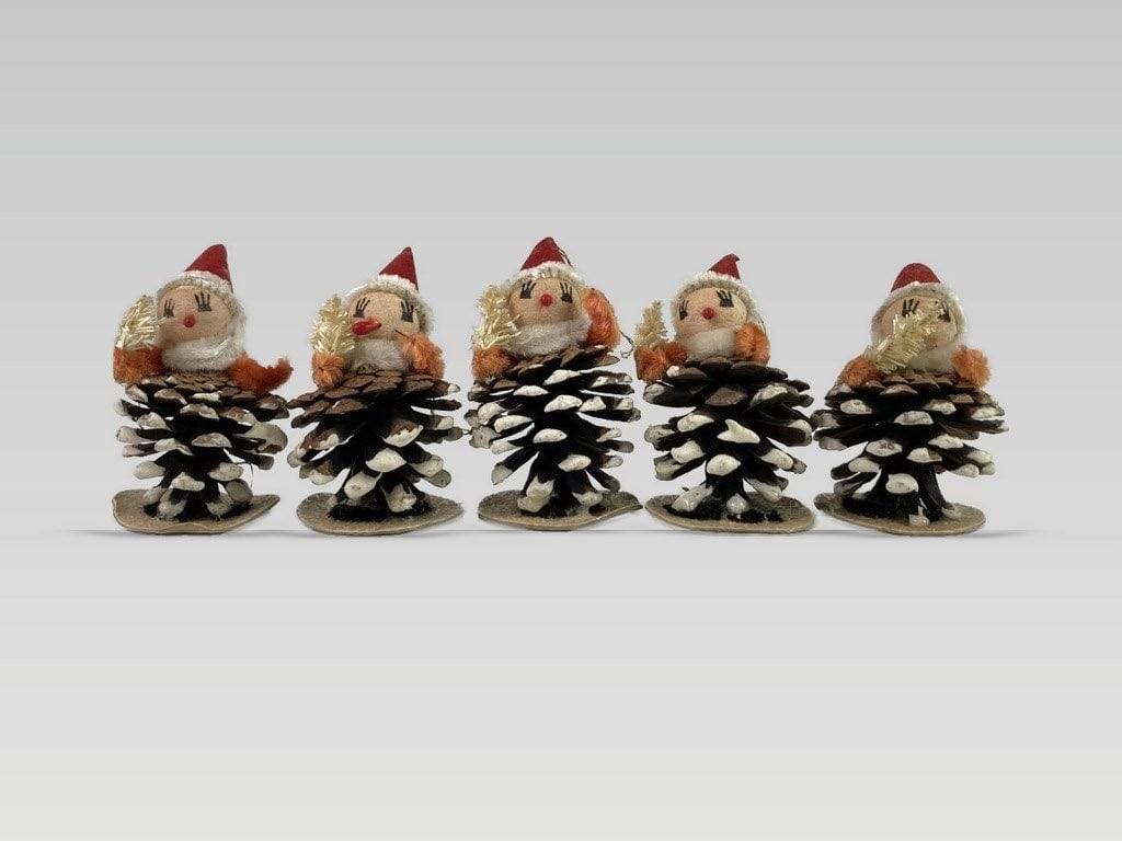 Mid-Century Christmas Paper-Mache Elf Figurines - 2