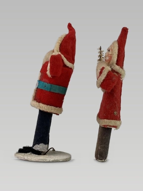 Two Miniature Putz Paper-Mache Santas - 2