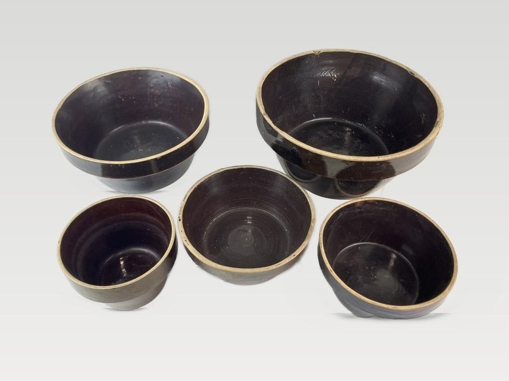 Group of Albany Slip Stoneware Bowls Including E.S. & B. - 2
