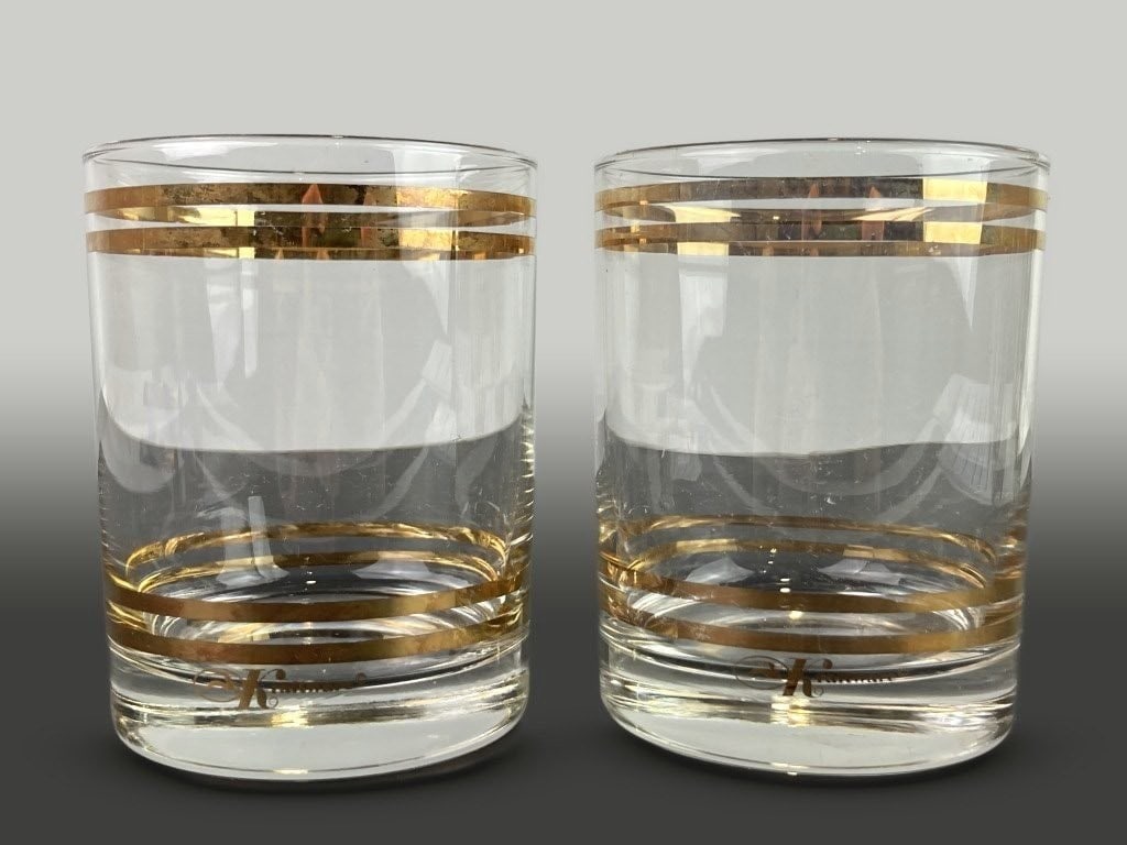Mid-Century Modern Gold Overlay Low Ball Glasses - 2