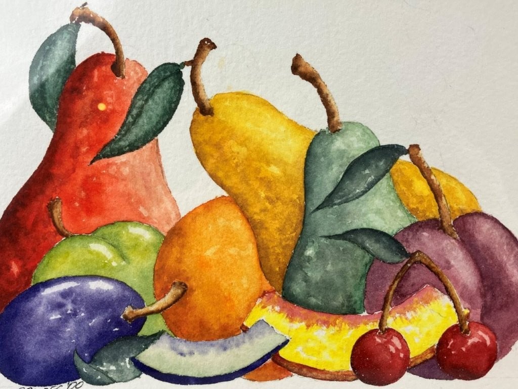 Set of Fruit Still Life Watercolor Paintings - 3