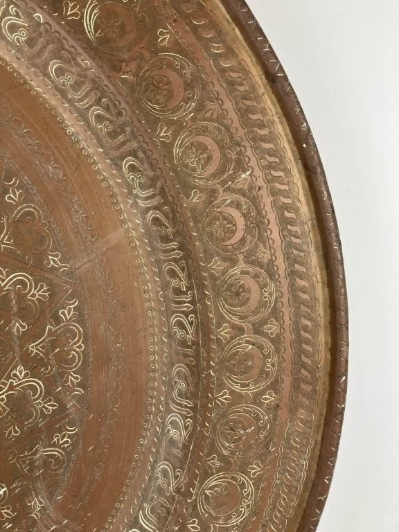 Massive Islamic Hammered Copper Tray - 2