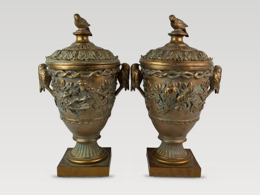 Pair of Classical Gilt Urns - 2
