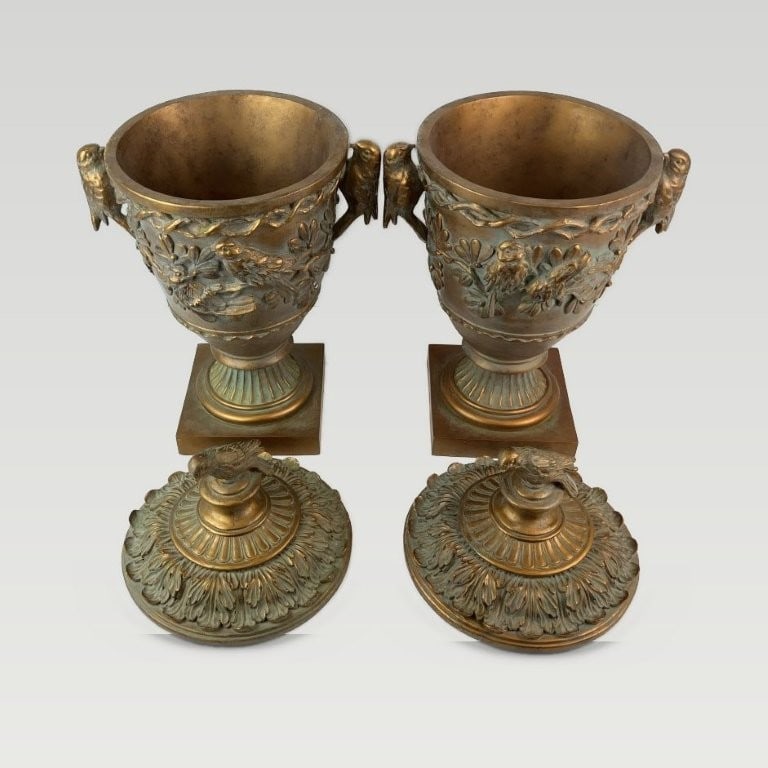 Pair of Classical Gilt Urns - 6