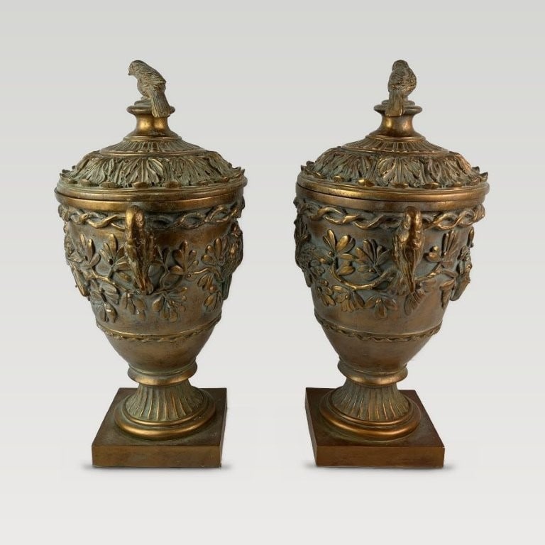 Pair of Classical Gilt Urns - 7