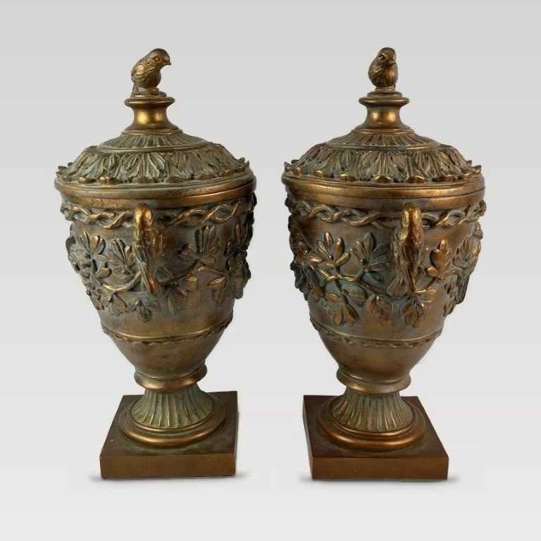 Pair of Classical Gilt Urns - 9
