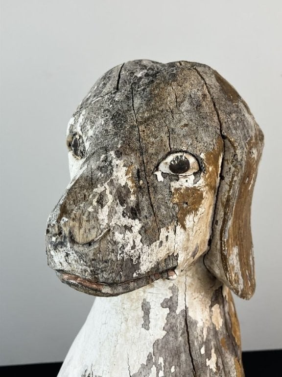Folk Art Poloychromed Carved Hunting Dog - 2