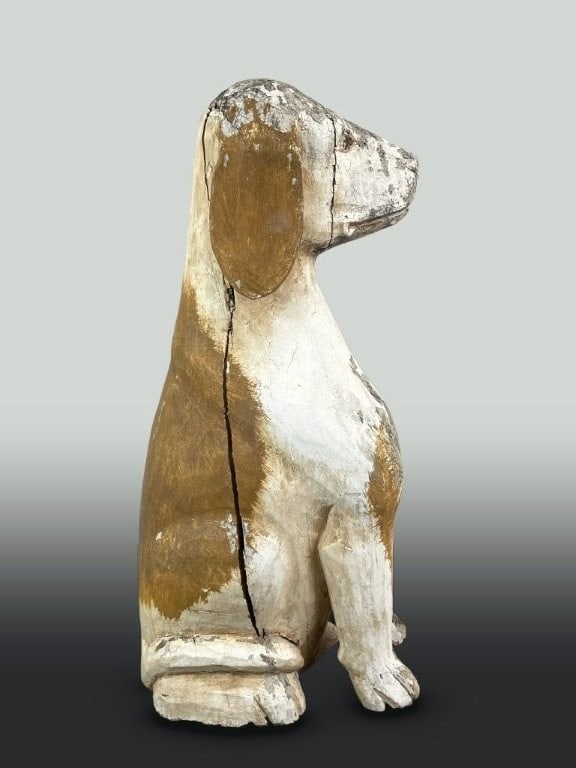 Folk Art Poloychromed Carved Hunting Dog - 6