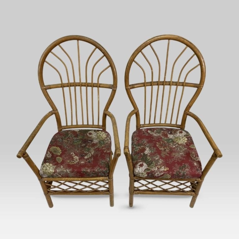Set of Bamboo Patio Chairs - 2