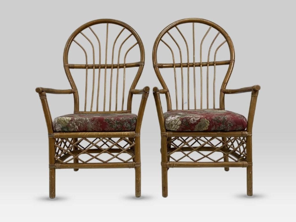 Set of Bamboo Patio Chairs - 3