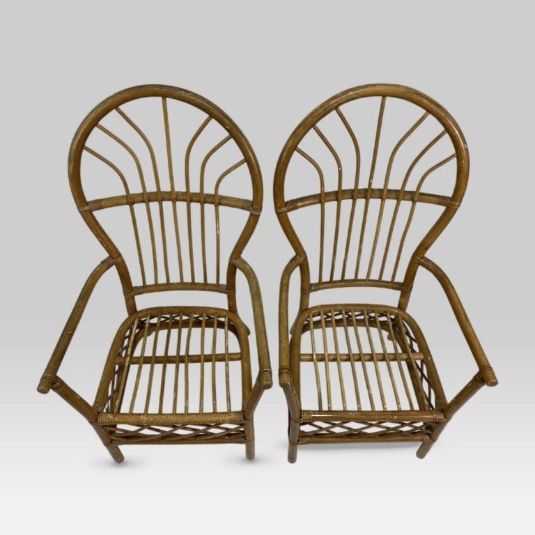 Set of Bamboo Patio Chairs - 7