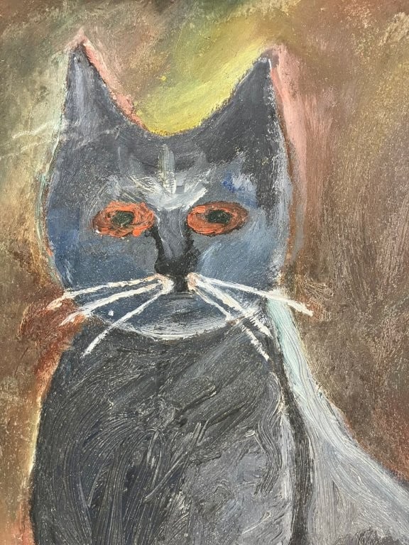 Folk Art, Cat, Oil Painting - 2