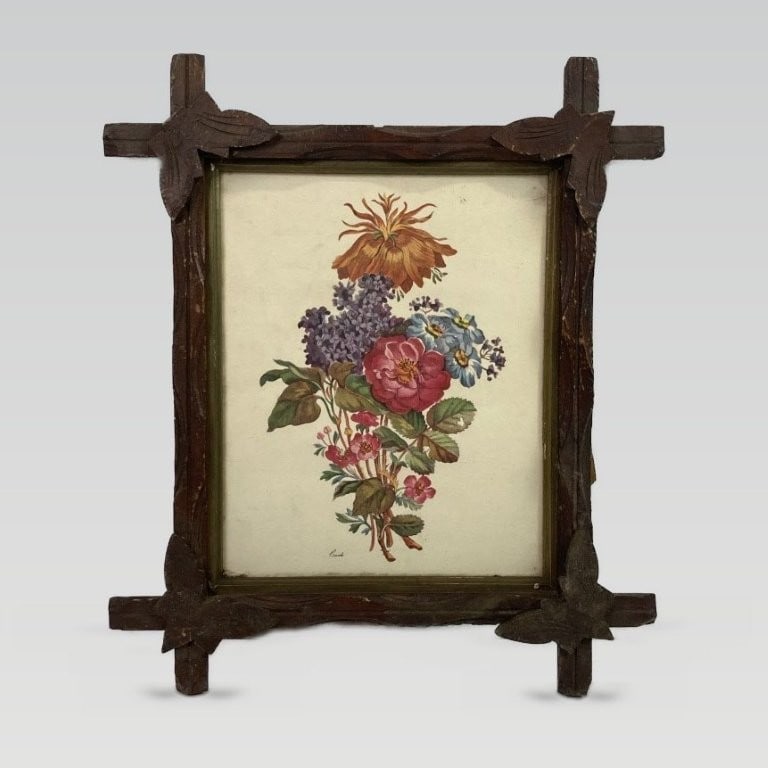 Two Botanical Prints in Criss-Cross Frames - 2