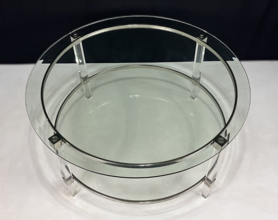 Modernist Chrome Glass-Top Coffee Table - 2